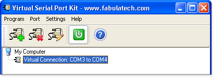 Added virtual serial port pair COM3 to COM4