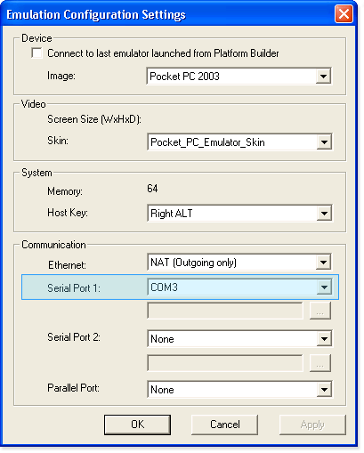 Emulation Configuration Settings