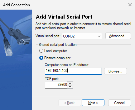 Select Remote Serial Port Location