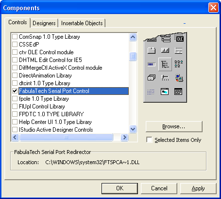 Serial Port Control SDK - Microsoft Visual Studio 6, Visual Basic