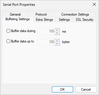 Serial Port Redirector - Buffering Settings