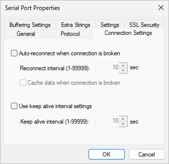 Serial Port Redirector - Connection Settings