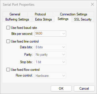 Serial Port Redirector - Fixed Port Settings