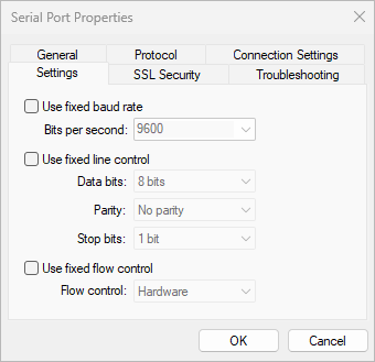 Serial Port Redirector - Fixed Port Settings