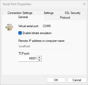 Serial Port Redirector - General Settings