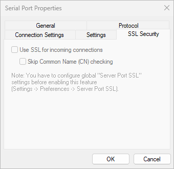 Serial Port Redirector - SSL Settings