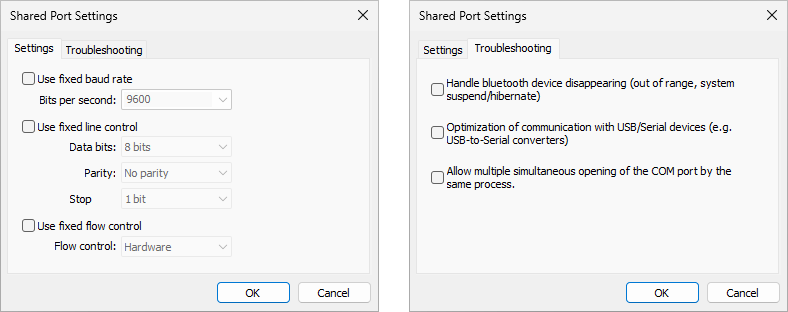 Shared Port Settings