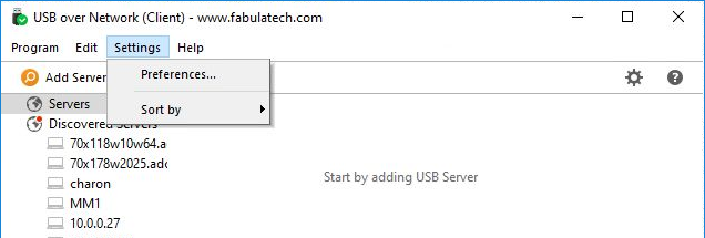 Settings menu