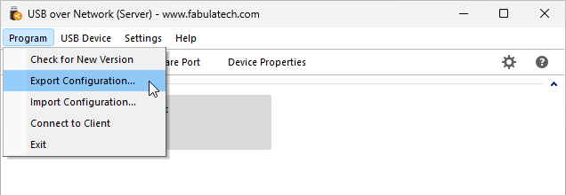 Export Configuration
