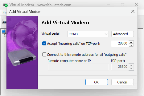 Adding Virtual Modem
